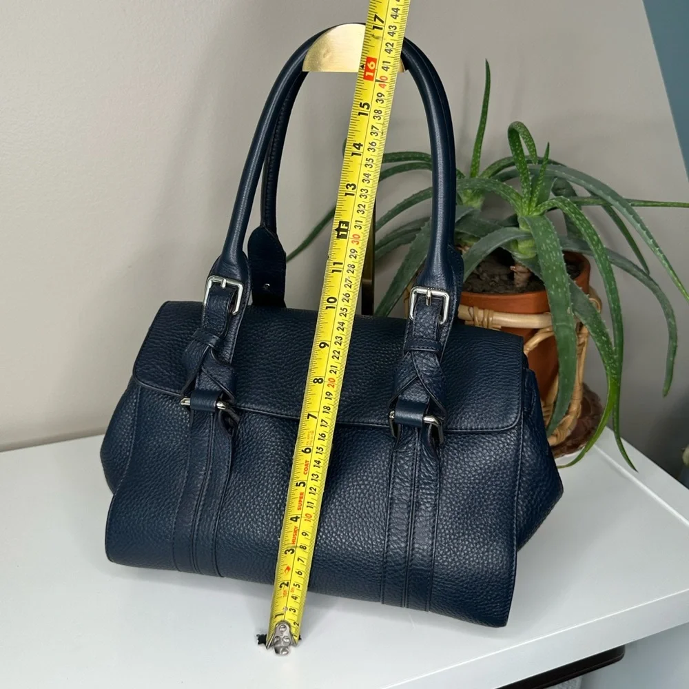 L.K. Bennett “Emma” Navy Pebbled Leather Satchel Bag | Classic British Style - Picture 11 of 11